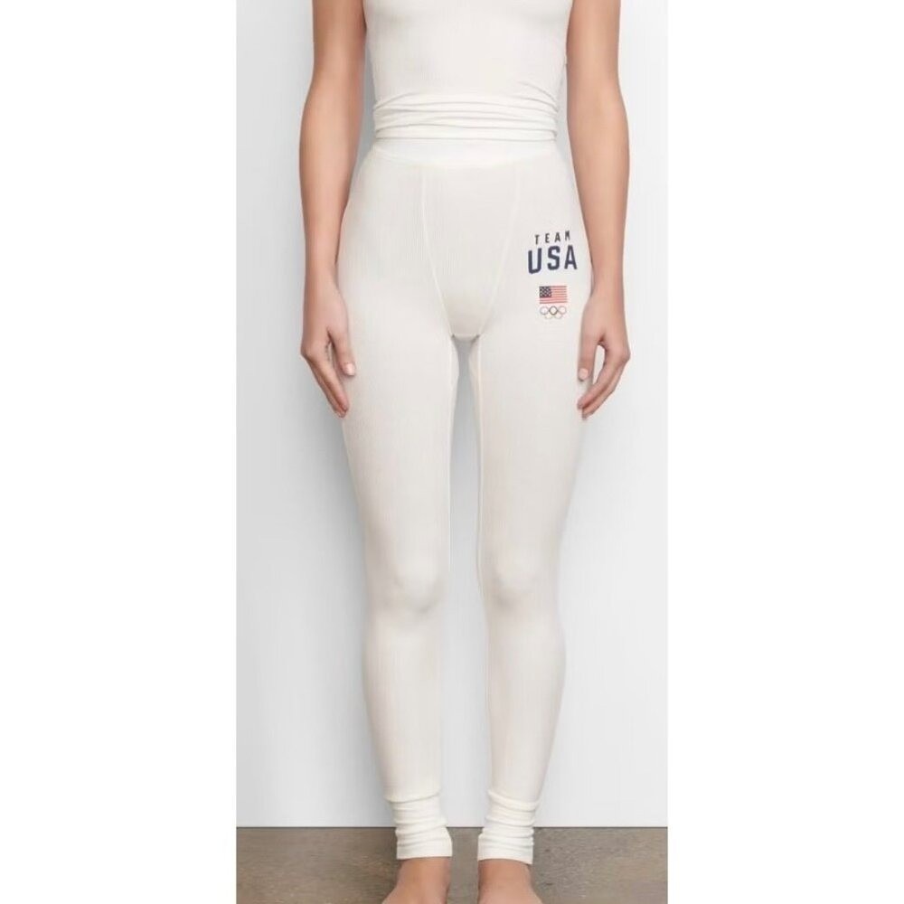 SKIMS Soft Lounge Rib Leggings Team USA White Large